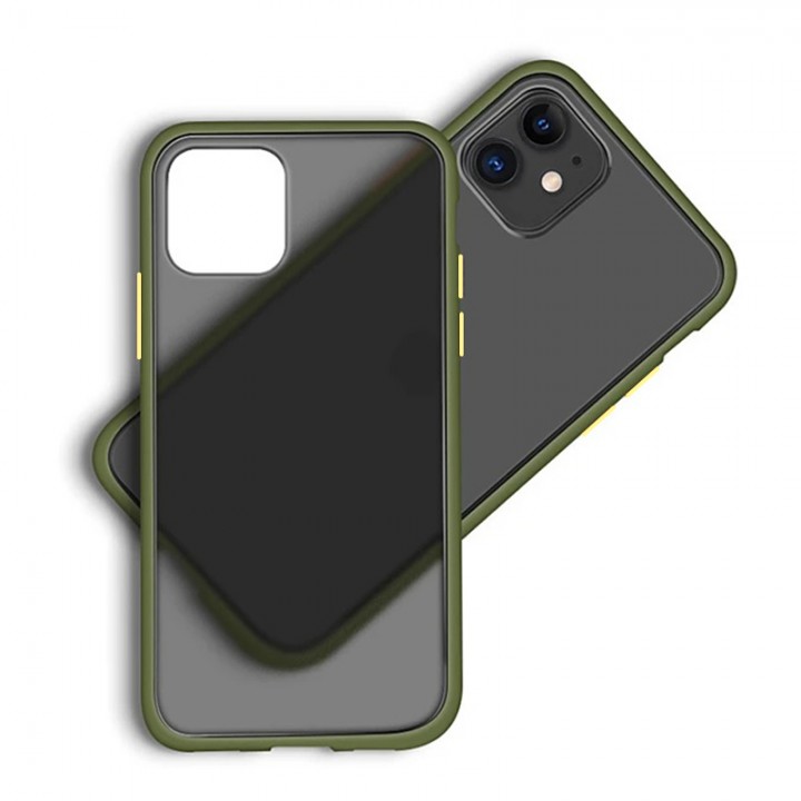Чехол пластиковый матовый для iPhone 11 Pro (Green Frame)