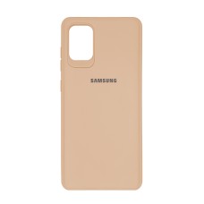 Чехол силиконовый c лого  для Samsung Galaxy A71 (Beige)