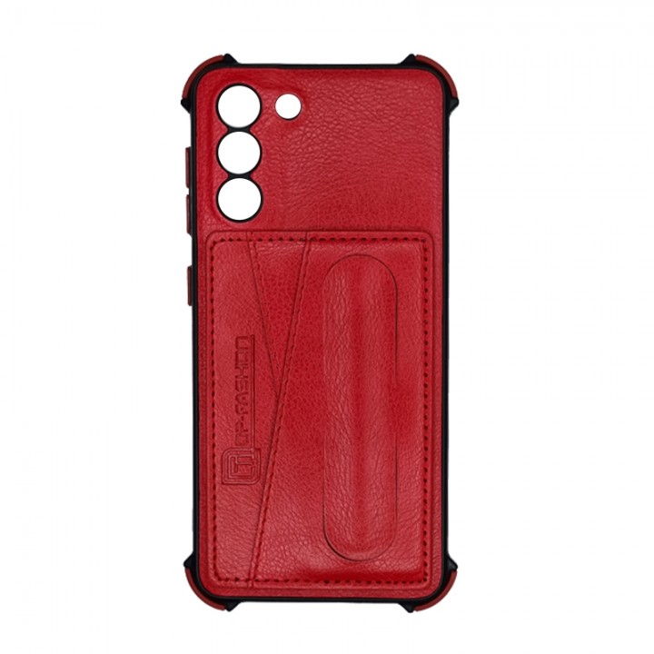 Чехол Creative case Визитка/Подставка для Samsung Galaxy S21 (Red leather)