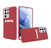 Чехол силиконовый с карманом для Samsung Galaxy S21 Ultra (Red)
