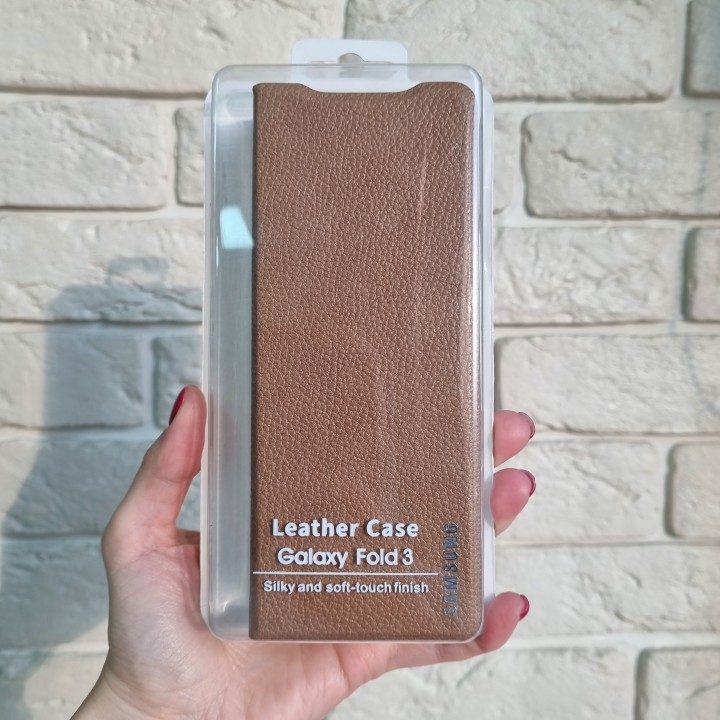 Чехол-книжка Leather Case для Samsung Galaxy Z Fold 3 (Brown leather)